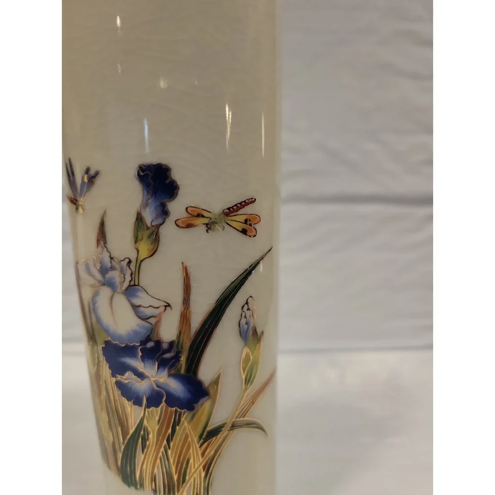 Iris Flower and Dragonfly Vase‎